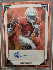 2024 Leaf Metal - 1991 Leaf Autographs Xavier Worthy Fire Prismatic /9 (AU, RC)