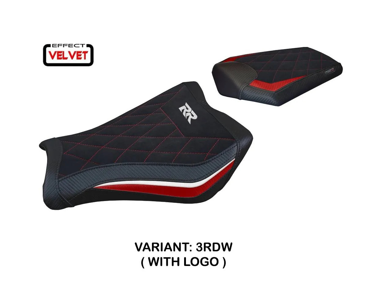 Seat cover Janela Velvet Red-White + logo Tpz comp HONDA CBR 1000RR 2008 2011