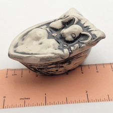 Mice Asleep in Walnut Ceramic Macrame Beads Craft Vintage for Plant Hangers