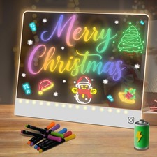 16 Led Drawing Board for Kids Rechargeable, Portable Doodle Glow LED Note Boa...