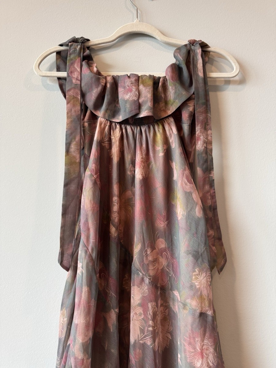 Free People Floral Midi Maxi Whimsy Fairy Dress Asymmetrical Hem Size XS |  eBay