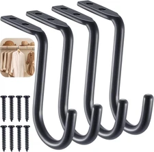 Gisafai 4 Pcs Heavy Duty Metal Wall Mount Closet Rod Center Support Bracket - 1 