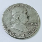 1949 Franklin Half Dollar 90% Silver Circulated Coin Free Shipping #8284
