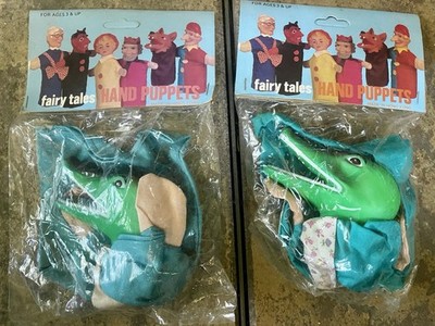 Lot Of 2 Vintage Crocodile Alligator Hand Puppet RUBBER HEAD Hong Kong NEW NIP