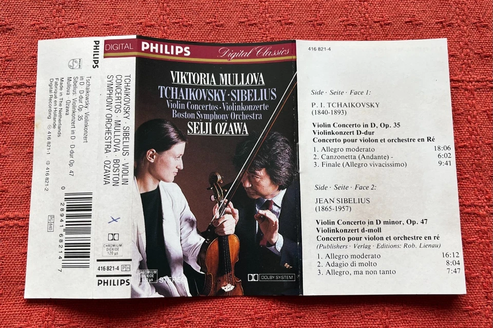 VIKTORIA MULLOVA/BSO/OZAWA-CASSETTE TAPE-TCHAIKOVSKY/SIBELIUS VIOLIN CONCERTOS - Image 4 of 4
