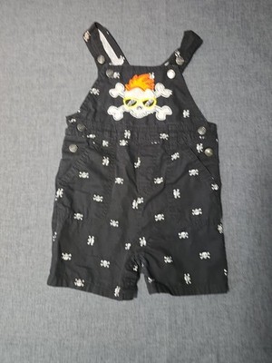 Cool Skull Black 18 Months Toddler Overalls Halloween Punk Rock Gothic Outfit