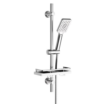 Modern Duschset mit Ablage Duschstange 70cm Eckig Duschkopf DS1208 Chrom JOHO