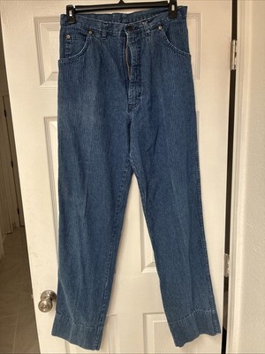 Ronica Women's Denim Blue Pinstripe Straight Leg Size 16