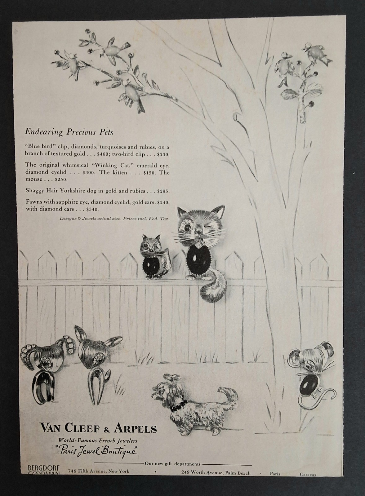 Vintage Van Cleef & Arpels - Pet Pins - 18K Gold Jewelry - 1957-1958 AD LOT