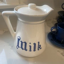 Vintage Ceramic Milk Pitcher WITH LID In Excellent Condition No Chips