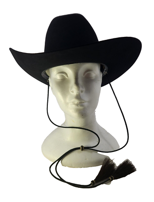 Serratelli 6X Beaver 6 7/8 Cowboy Hat W/Tassels Black *New w  display picture 1