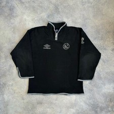 VINTAGE 90's UMBRO AJAX AMSTERDAM CHAMPIONS LEAGUE FLEECE ZIP PULLOVER - ADULT L
