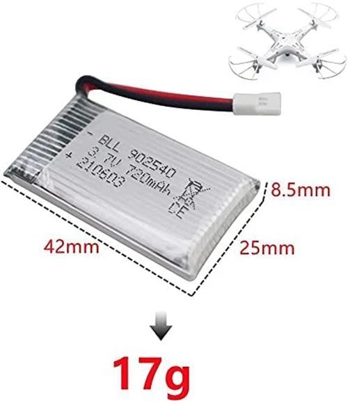 Lot de 3 batteries LiPo 3.7V 720mAh pour drones RC Syma Cheerson Wltoys - Photo 4/4