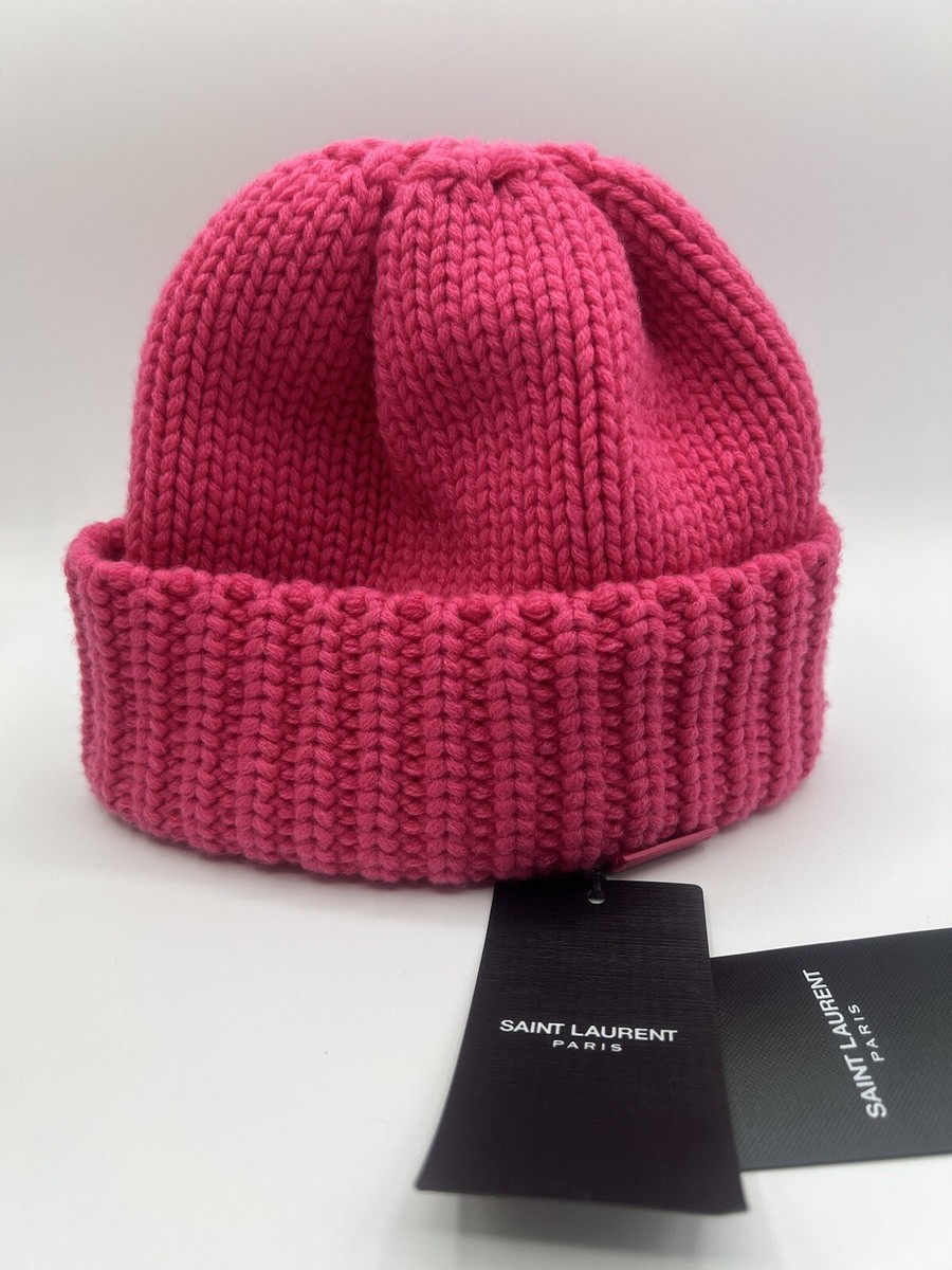 SAINT LAURENT サンローラン　ビーニー ピンクニット帽 Beautiful! Yves Saint Laurent YSL Knit Pink Beanie, Hat Bonnet