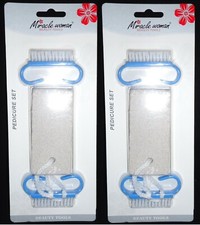 Miracle Woman Pedicure 2 Pumice Stone Callus Remover 4 Nail Brushes Total 2 Pks
