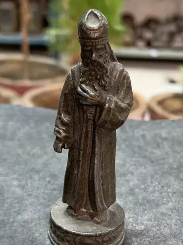 18th C Antique Rare Hand Forged Brass Miniature Figurine Statue Of Saint Jude - Picture 5 of 7