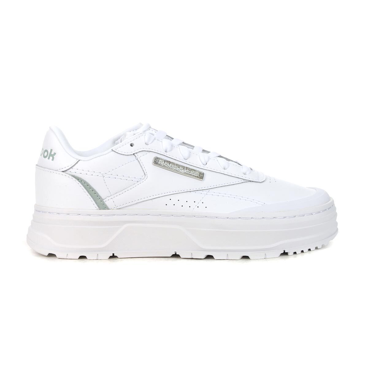 Reebok Women's Club C Double Geo White/Sea Grey/Silver Platform