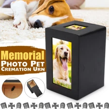 Pet Memorial Urn For Ashes with Photo Frame Cat Dog Memory Box Keepsake Casket