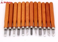 STEEL WOOD TURNING LATHE TOOLS CHISEL GOUGE WOODWORKING SET OF 12PCS
