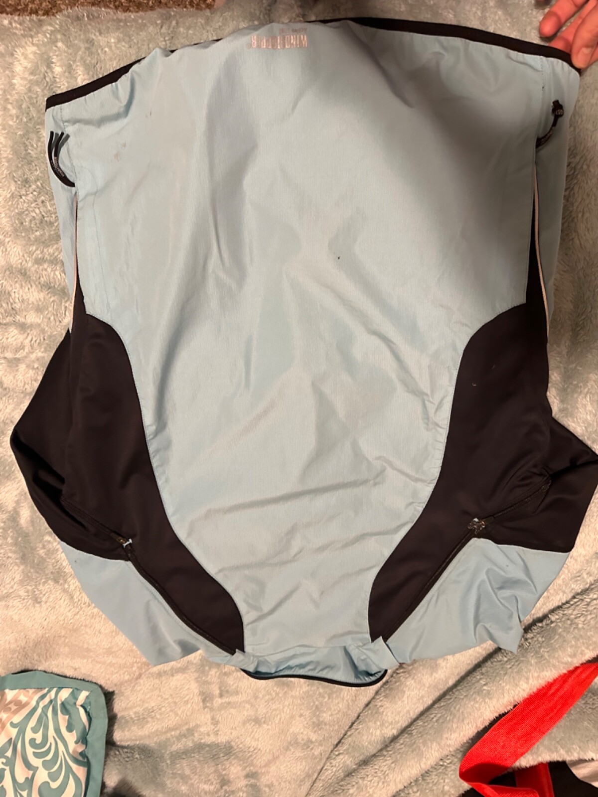 Gore Bike Wear Jacket Mens Large Baby Blue Windstopper Soft Shell Zip Off Sleeve