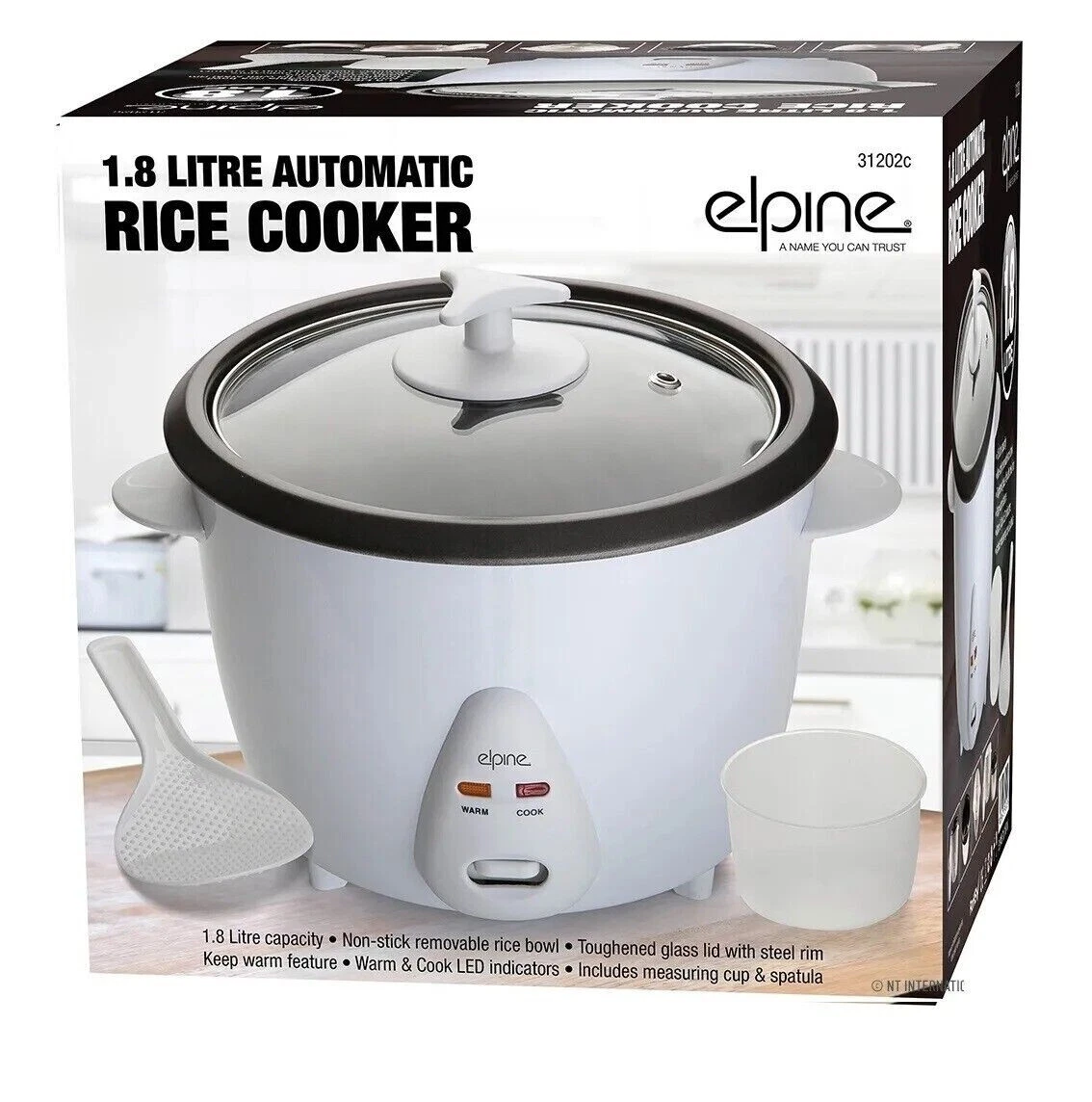 Rice Cooker With Cup Non-Stick Keep Warm Steamer Cooking Pot 7W 1.8L Electric