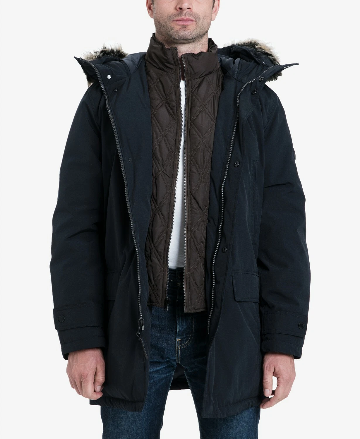 Michael Kors V6803 Cappotto Parka Uomo con Cappuccio Bavaglino Snorkel Navy Taglia Large