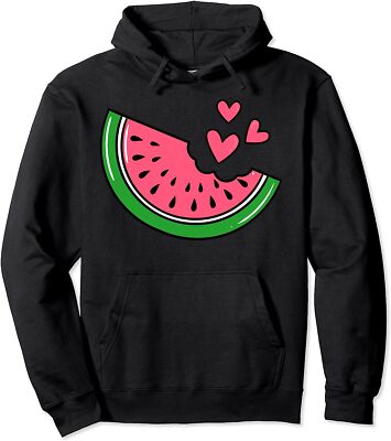 Watermelon Slice Heart Vacation Season Fruit Gift Unisex Hooded Sweatshirt