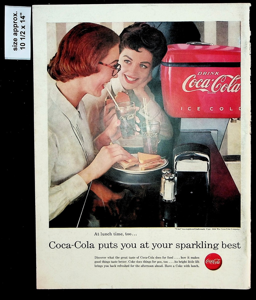 1955 & 1956 Coca-Cola framed poster ad