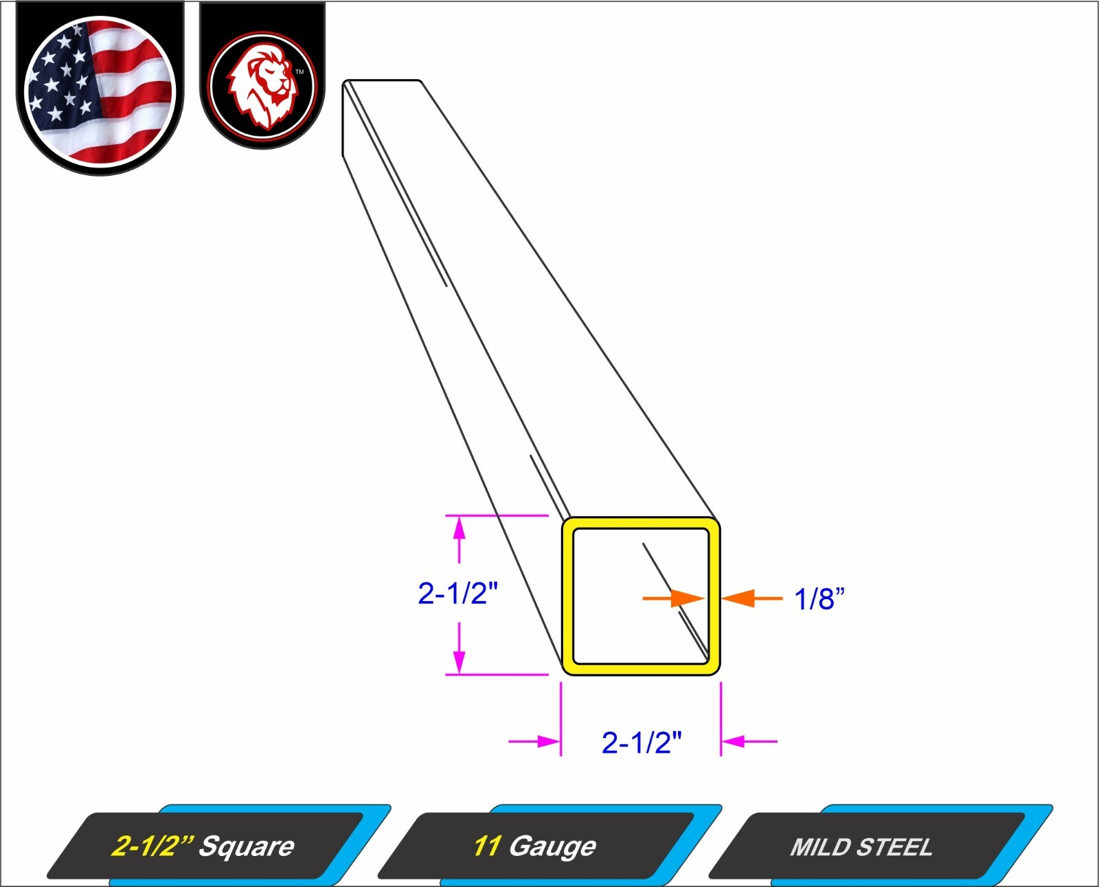 2-1-2-square-metal-tube-mild-steel-11-gauge-erw-84-inch-long