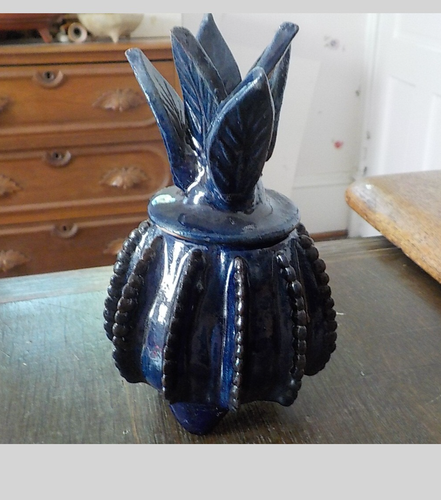 Kleiner Ananas Topf blaue Glasur Keramik Handarbeit Michoacan Mexiko Volkskunst
