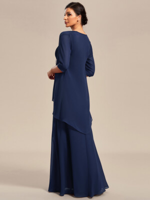 Simple Women's Two-Piece Square Neck Chiffon A-Line Mother of the Bride  Dresses | eBay