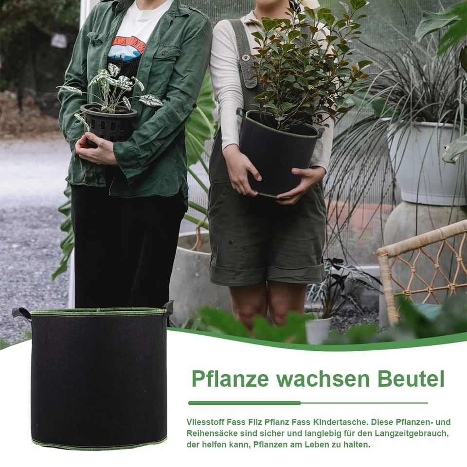 3-10X PFLANZSÄCKE MIT HENKELN PFLANZTASCHE GROW PLANT BAGS PFLANZBEHÄLTER 11-30L - Bild 2 von 4