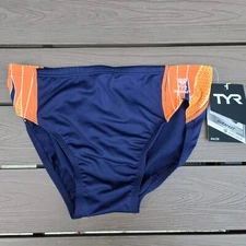 New TYR Men's Durafast Elite Phoenix Destroyer Blk/navy Racer Brief SZ 32 New
