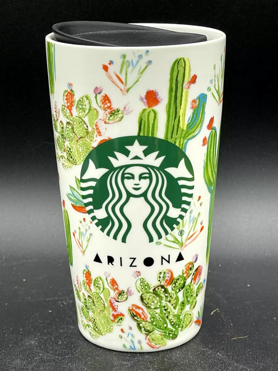 STARBUCKS Arizona 12oz Ceramic Travel Tumbler Mug ~ Cactus Floral ~ New