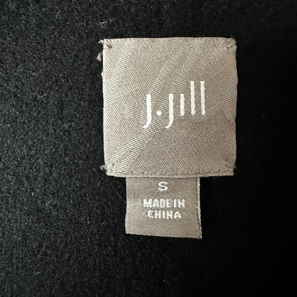 Abrigo J. Jill Talla S Lana Angora Mezcla Conejo Negro Trench Largo Cápsula Minimalista Foto 3 de 4