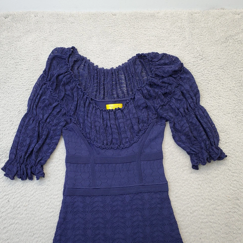 Vestido Lápiz Catherine Malandrino Crochet Para Mujer Pequeño Azul Marino Forrado Manga Abullonada Foto 4 de 4