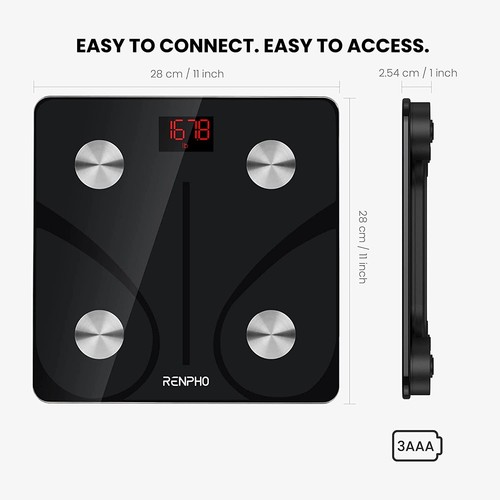 RENPHO Bluetooth Body Fat Scale ES-CS20M Black Smart BMI Digital Weight Scale - Picture 2 of 7