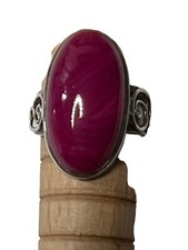 Large Oval Red Lace Agate Ring Sterling Silver Size 9 R11022 