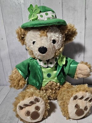 Disney Parks Duffy Bear St Patrick's Day Irish Four Leaf Clover Plush 12'' Tux