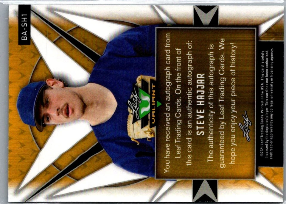 2021 Leaf Valiant Steve Hajjar Green XRC Rookie Auto Autograph #BA-SH1 - Image 2 of 2
