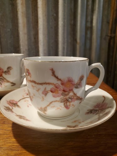 Cherry Blossom tea cups an saucers D & C France Limoges - Picture 6 of 7