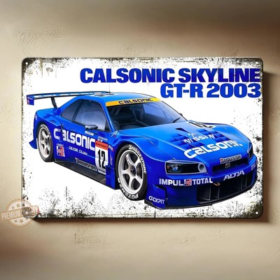 Nissan Calsonic Skyline Gtr Racing Car Metal Poster - Sign - Size: 8x12inch