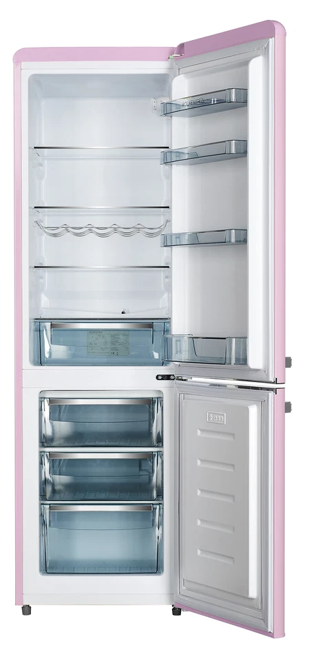 Wolkenstein Retro Kühl-Gefrierkombination Pink 249L 55cm Breit KG250.4RT - Bild 3 von 4