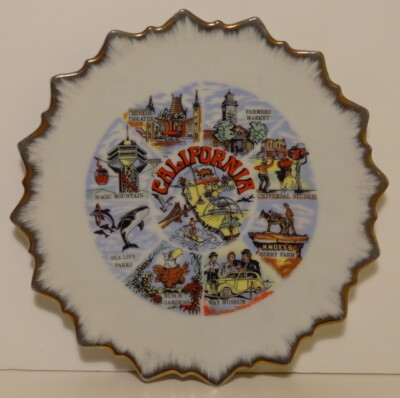 CALIFORNIA SOUVENIR PLATE Chinese Theater Magic Mountain Farmers Market