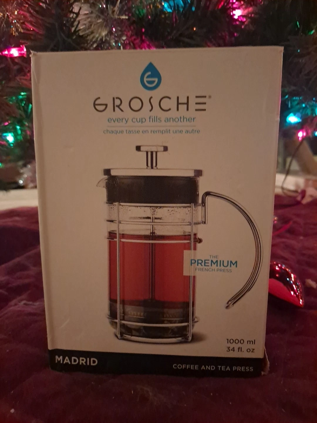 New GROSCHE Madrid Premium French Press Coffee Maker, Tea Press, 34 fl oz.