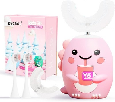 Electric Toothbrush Kids U Shaped 360 Cleaning IPX7 Waterproof Blue 2-6 DYCROL