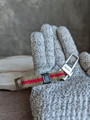 Vintage Gucci Web Stripe Canvas & Leather Key Holder / Bag Charm