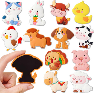 12 Pack Animal Fridge Magnets Kids Rubber Refrigerator Magnetic Toys Gift