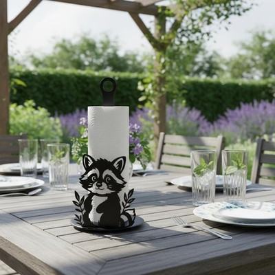 Cute Raccoon Tissue Paper Holder Freestanding Roll Stand for Kitchen Towels