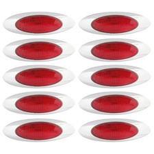 Amber Red LED Side Marker Lights Waterproof Chrome Surface Mount 10x Red